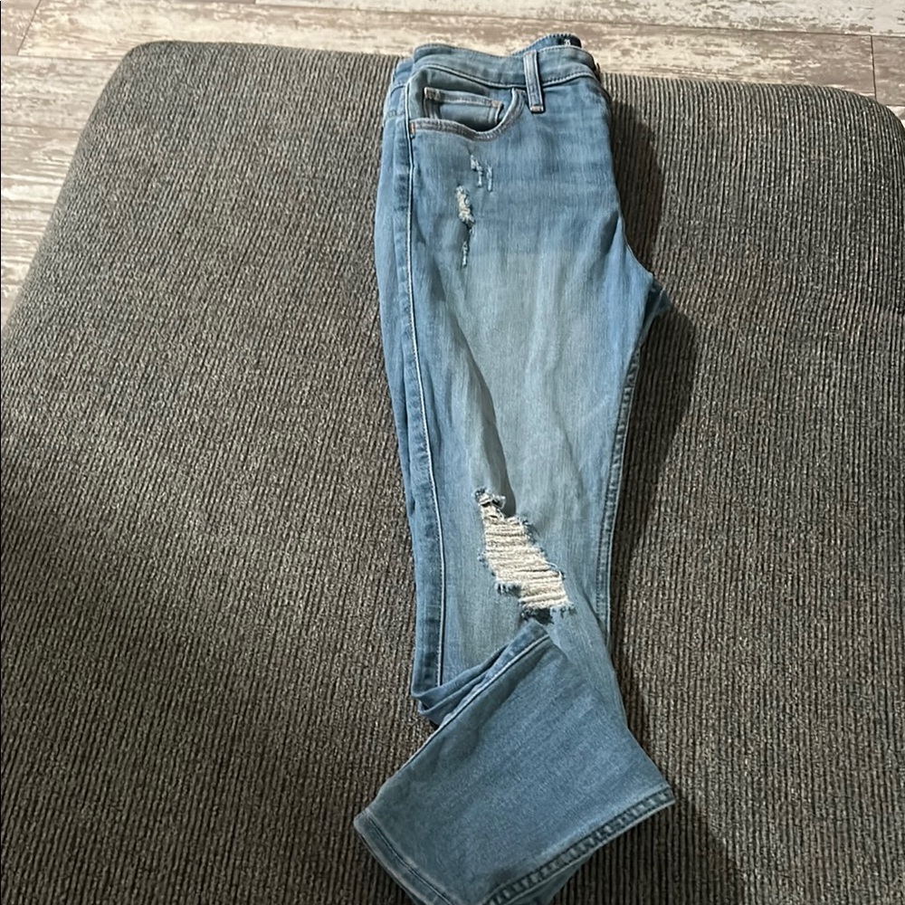 Hollister Blue Skinny Jeans with Distressed Knee